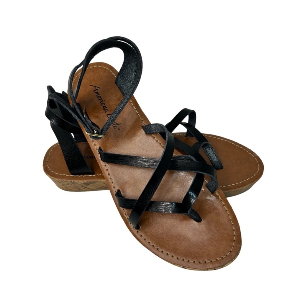 American Eagle Black Strap Sandals Size 8